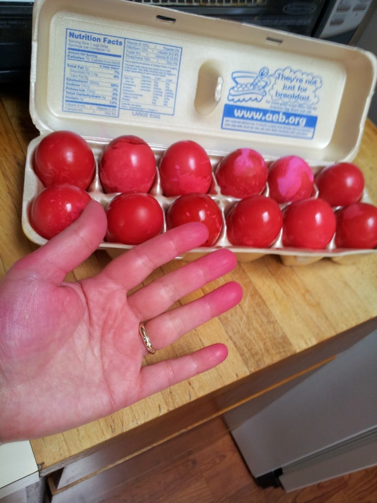 Traditional red Easter eggs