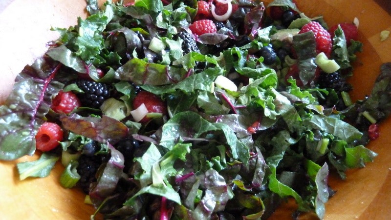 Raspberry and Blueberry Kale Salad